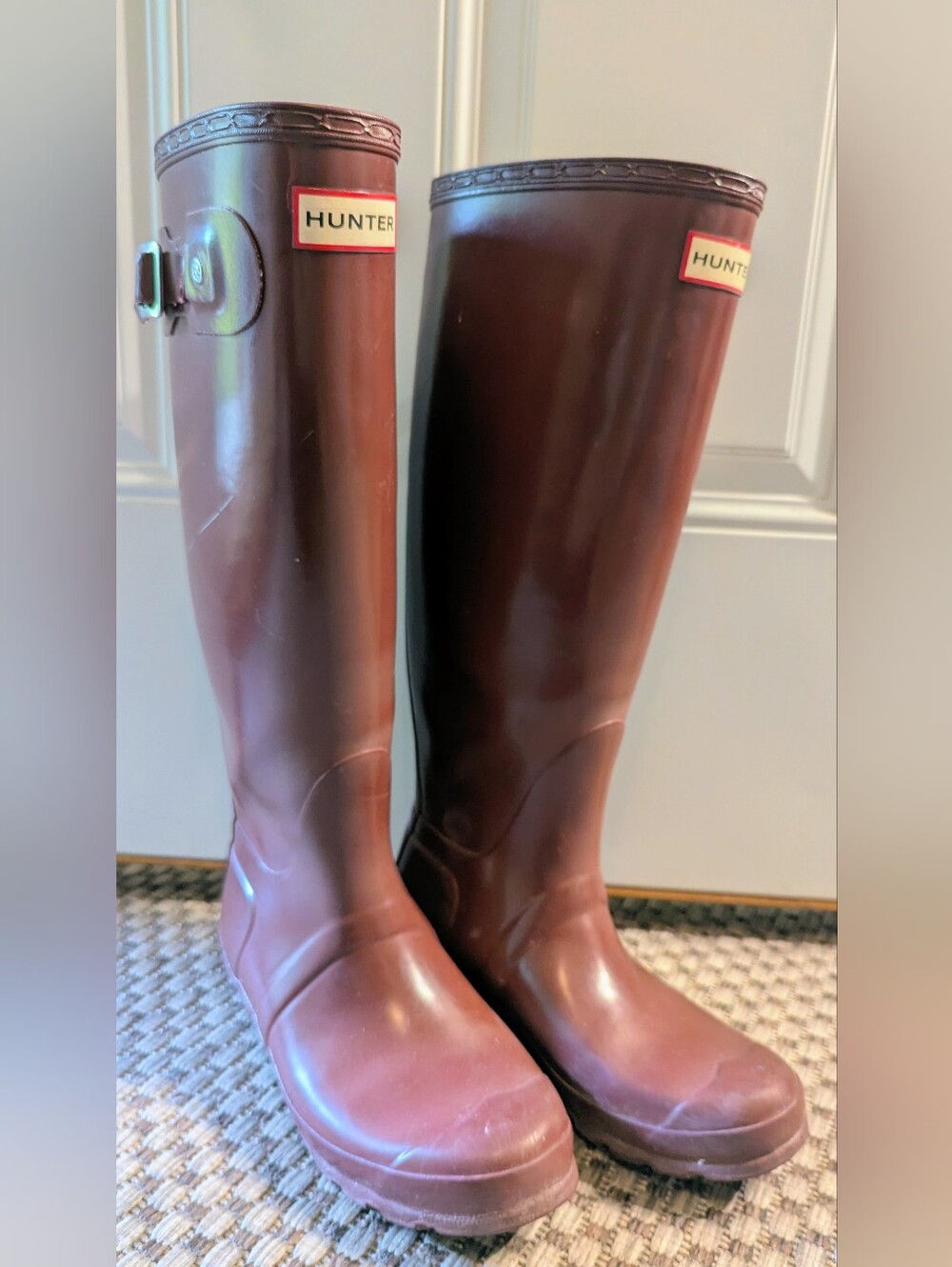 HUNTER Original Gloss Tall Wine Red Waterproof Rain Boots size 5 Country British
